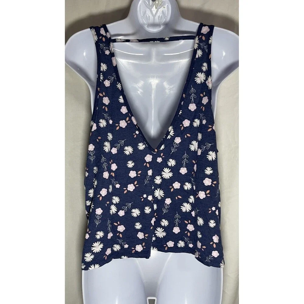 Target Stars Above Floral Pajama Tank Top Navy Blue Daisy Print Size L Large - Picture 2 of 8